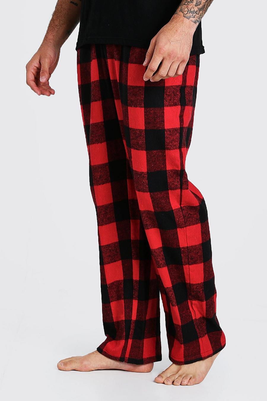Red Woven Check Pajama Bottoms image number 1