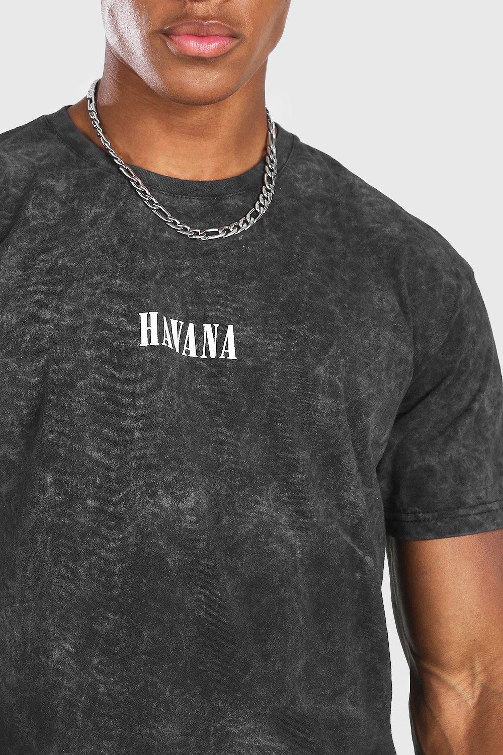 Oversized Havana Print Enzyme Wash T-Shirt
