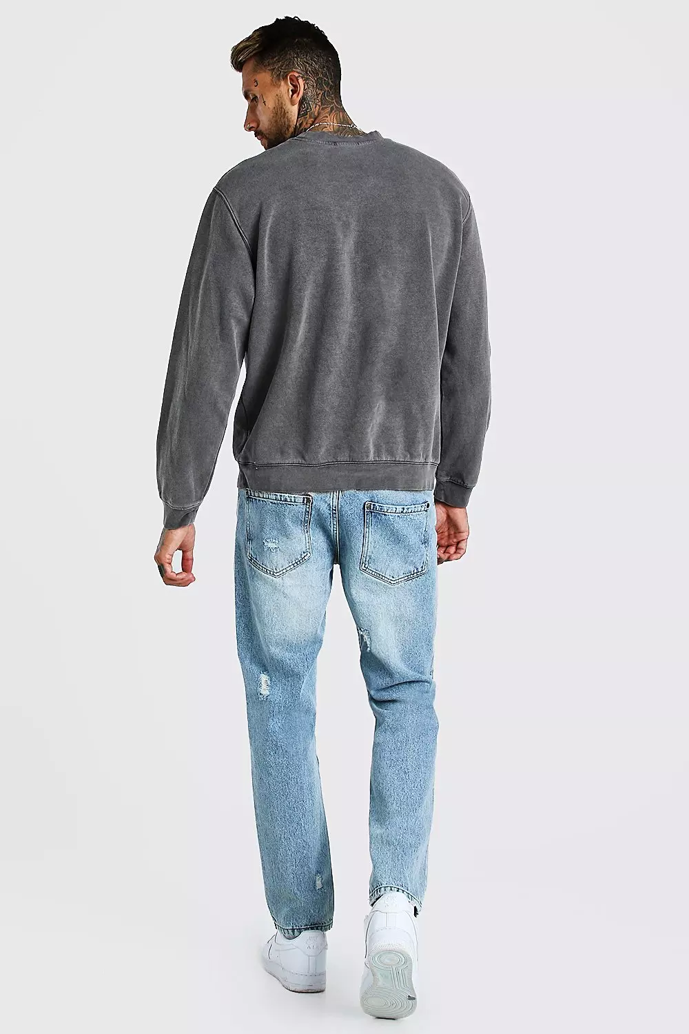 Charcoal Oversized MAN Signature Print Overdyed Sweater alternative image