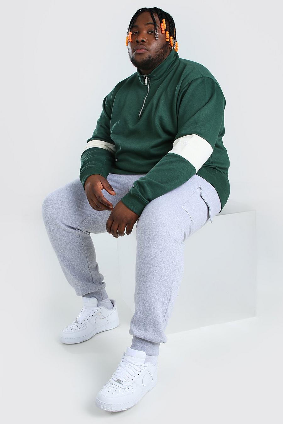 Green Plus size - Sweatshirt med blockfärger och hög krage image number 1