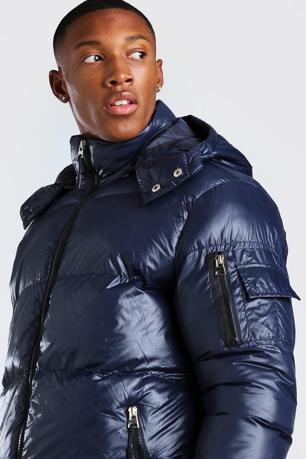 High Shine Hooded Puffer Jacket