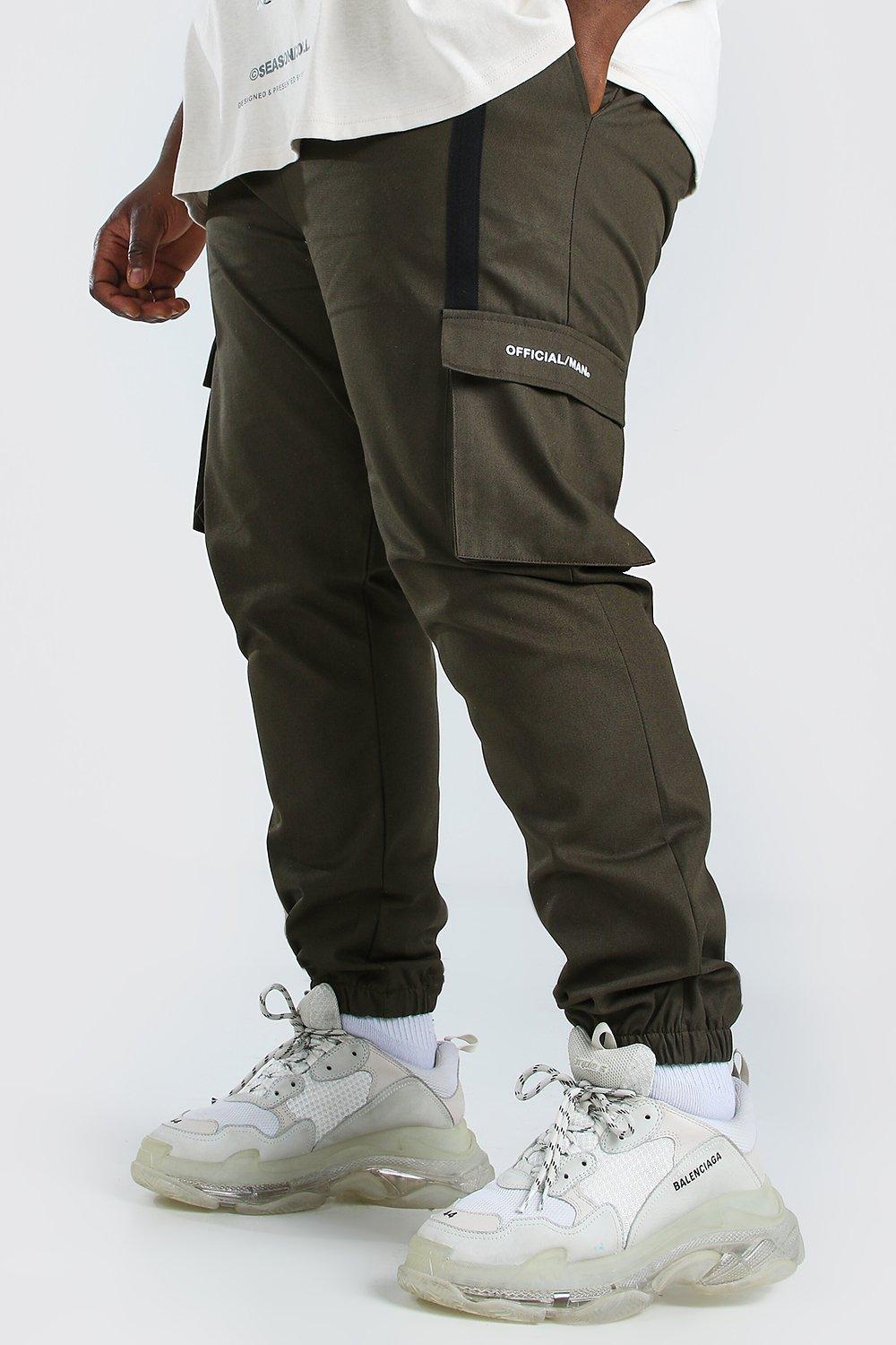 Plus Size Woven 3D Cargo Jogger With Strap boohoo