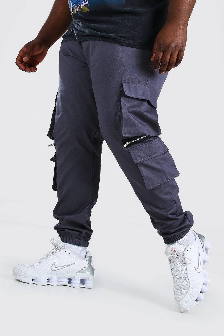 Slate Plus Size MAN Cargo Jogger With Zips image number 1