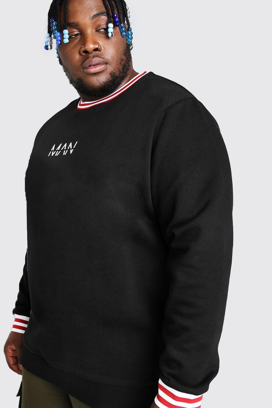 Black Plus Size MAN Dash Sports Rib Sweater image number 1