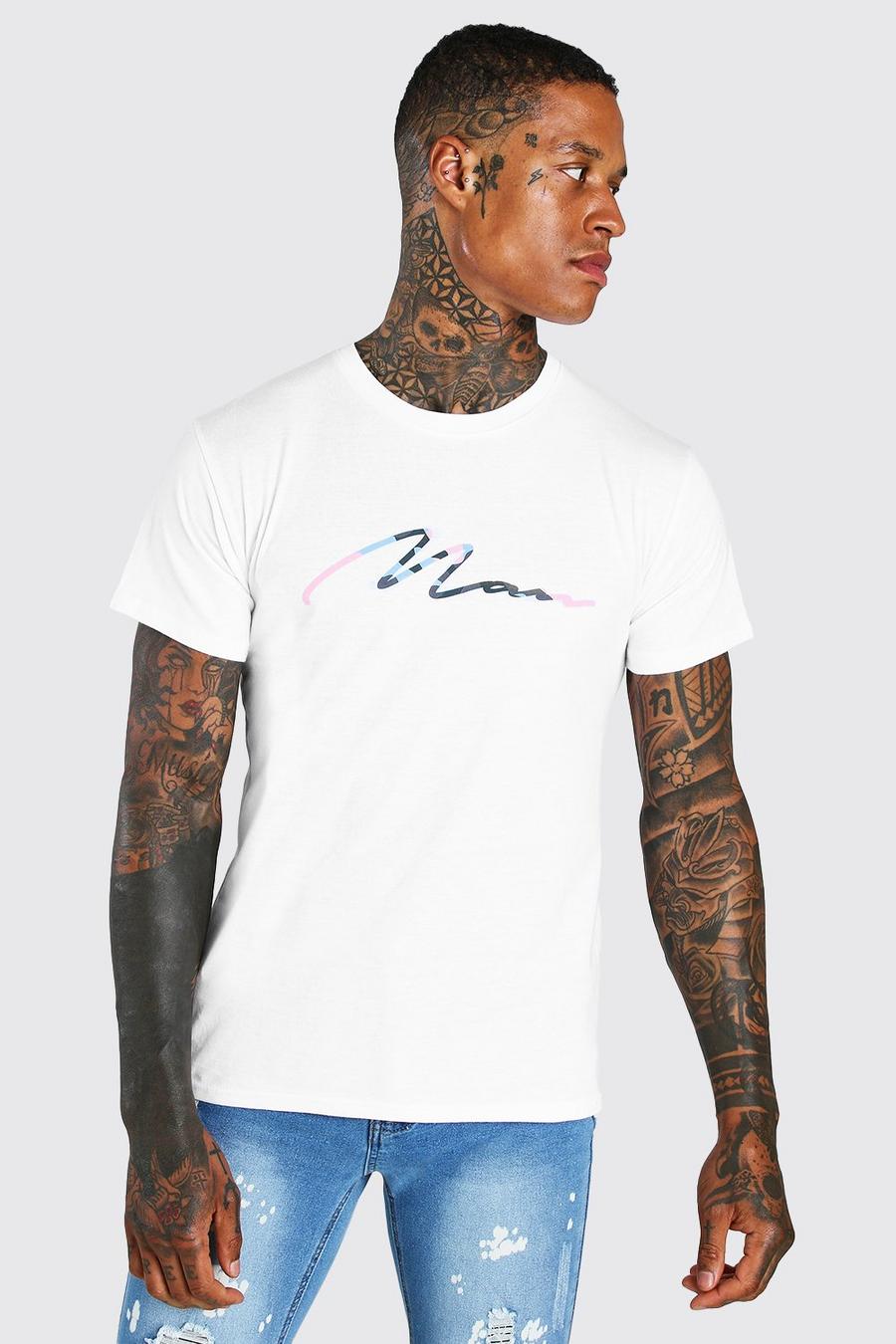 White MAN Signature Camo T-Shirt image number 1