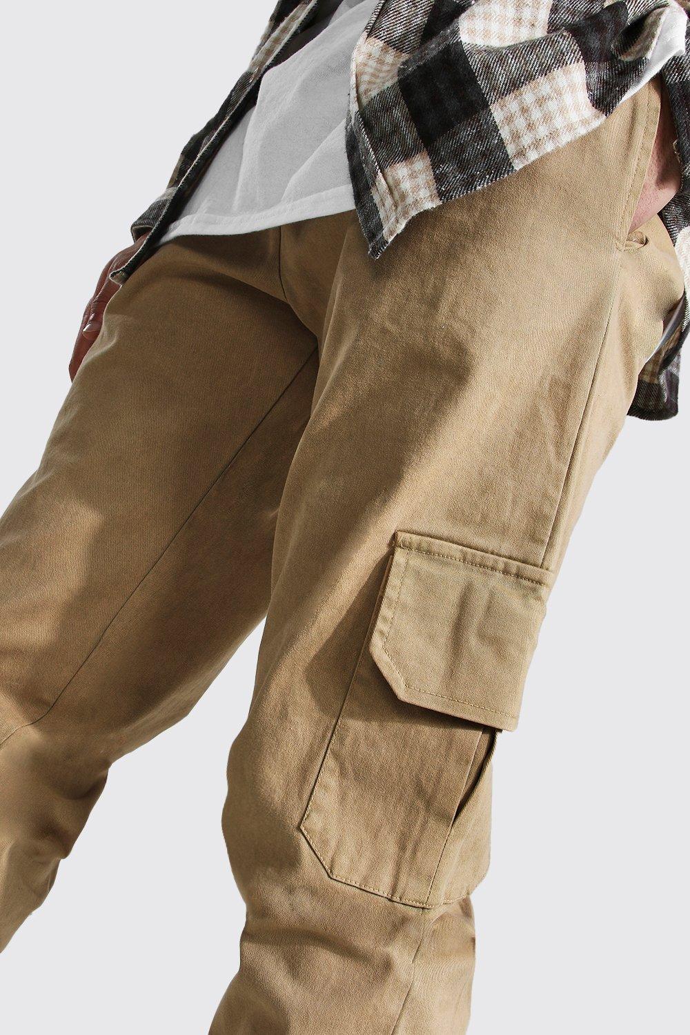 Regular Fit Acid Wash Cargo Pants | boohoo CA