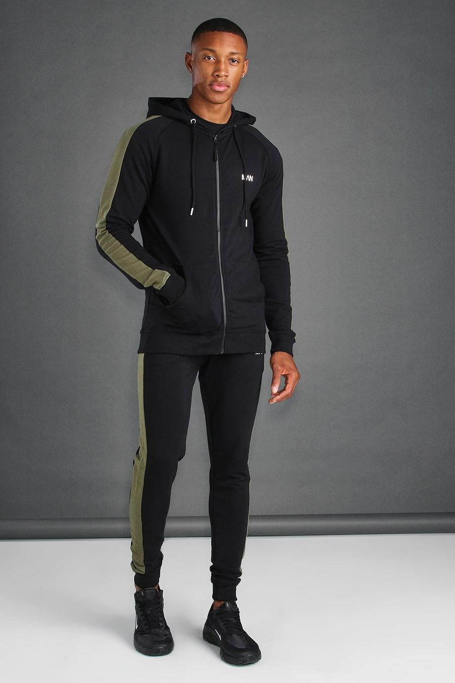 MAN Active Skinny-Fit Trainingsanzug mit Kapuze image number 1