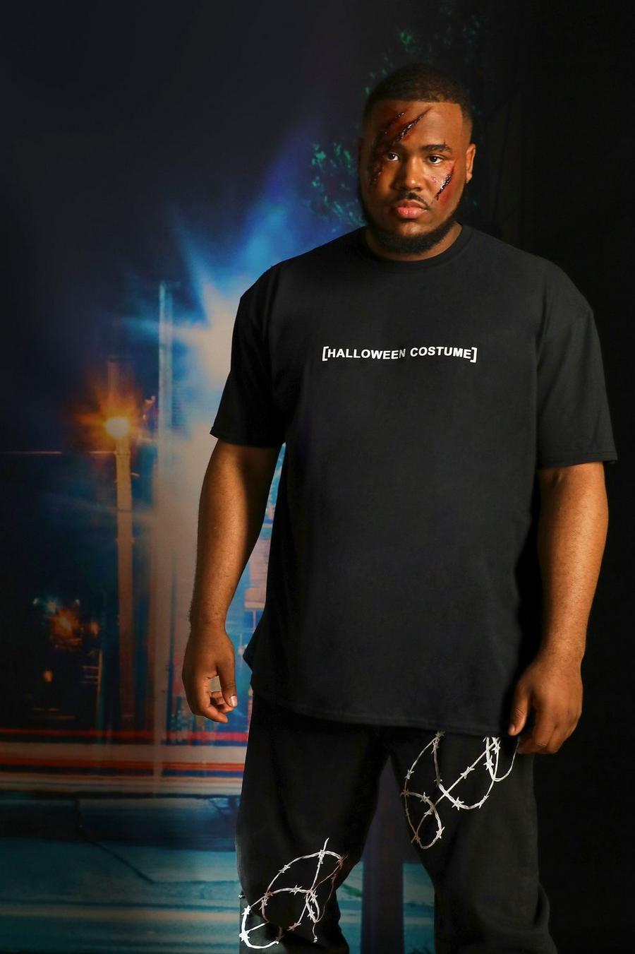 Black Plus Size Halloween Costume Text T-Shirt image number 1