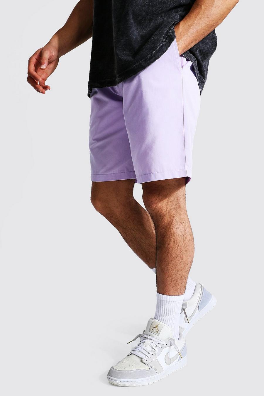 Lilac Elastic Waist Relaxed Fit Chino Short image number 1