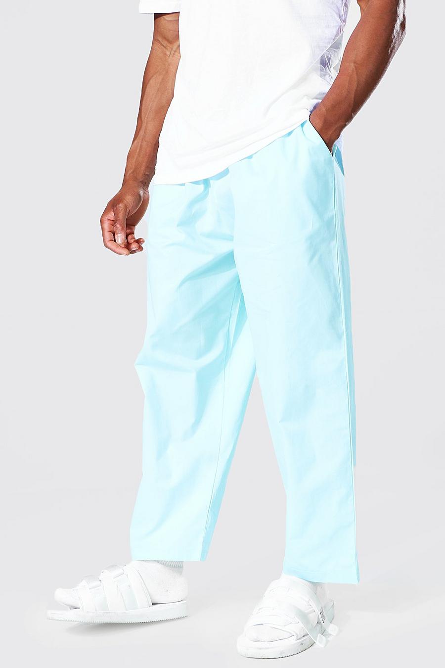 כחול בהיר מכנסי צ'ינו בגזרה משוחררת image number 1