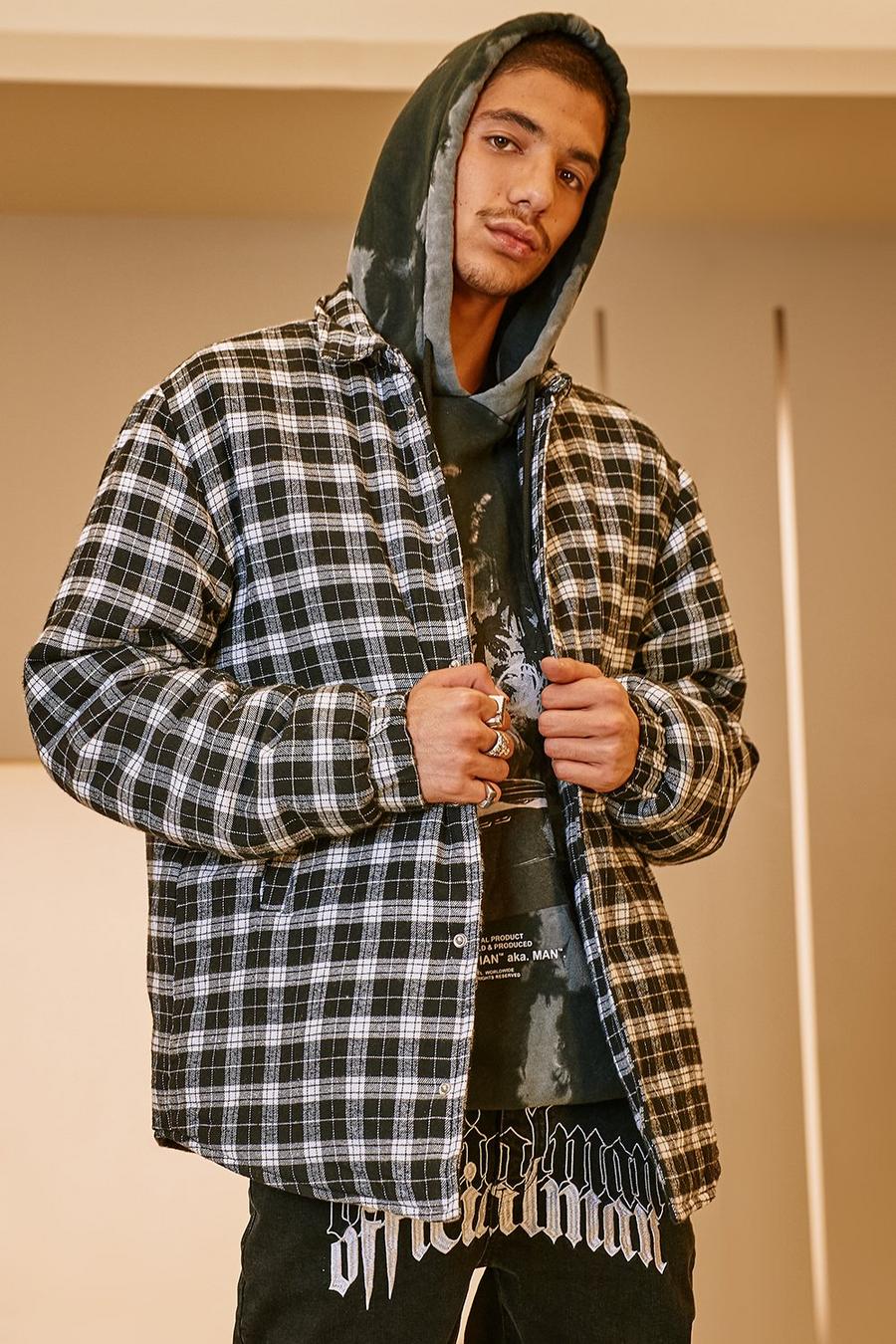 Black Quilted Check Overshirt image number 1