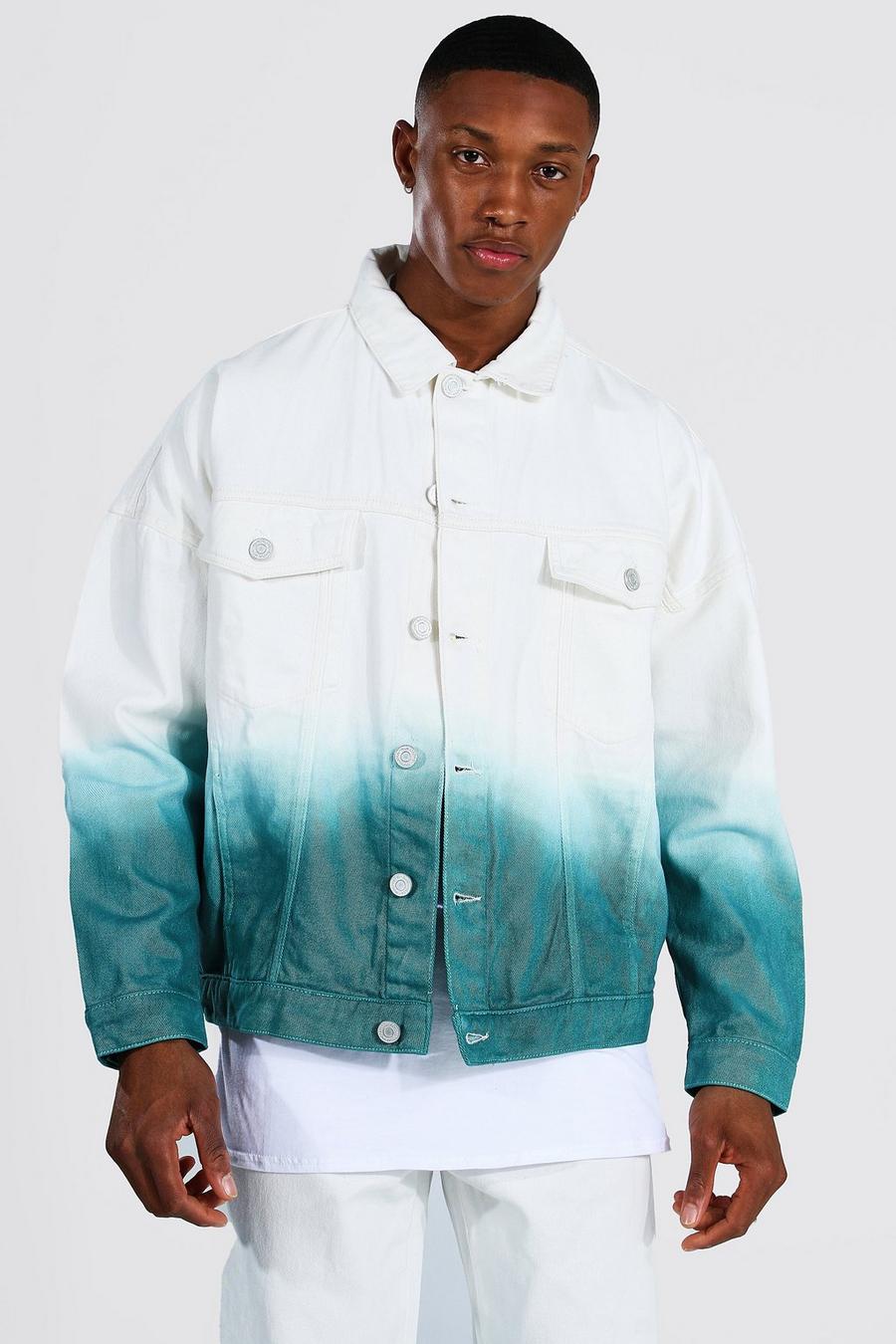 Übergroße Jeansjacke mit Farbverlauf, Naturfarben image number 1