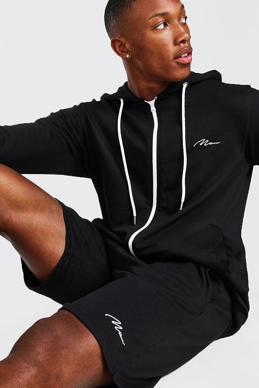 MAN Signature Lounge Hoodie And Short Set image number 1