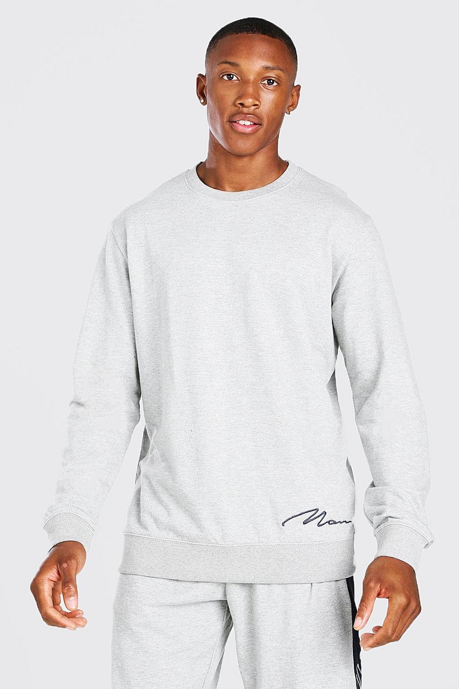 Lounge-Sweatshirt mit Rundhalsausschnitt und MAN-Schriftzug, Grau image number 1
