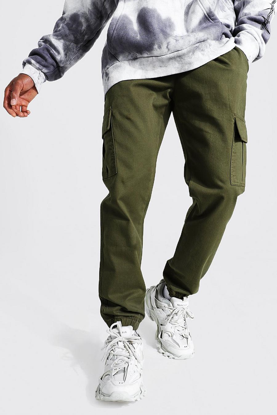 Khaki Regular Fit Cargo Trousers image number 1