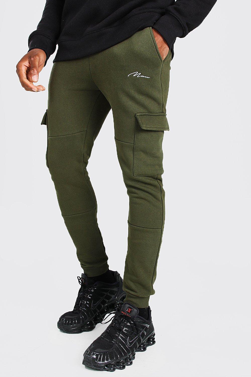 khaki joggers with zippers