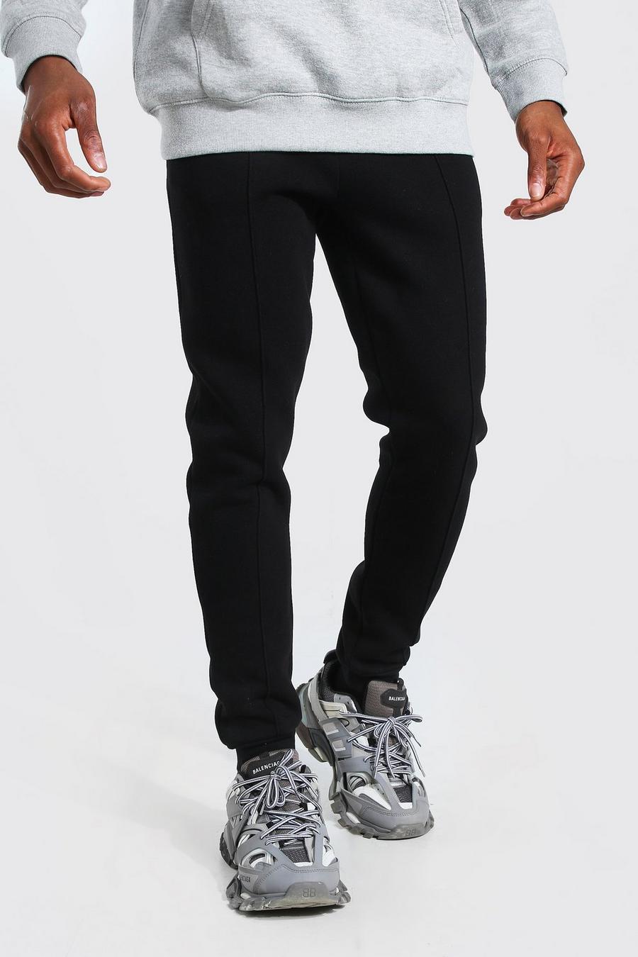 שחור מכנסי ריצה בגזרת סקיני עם קפל image number 1