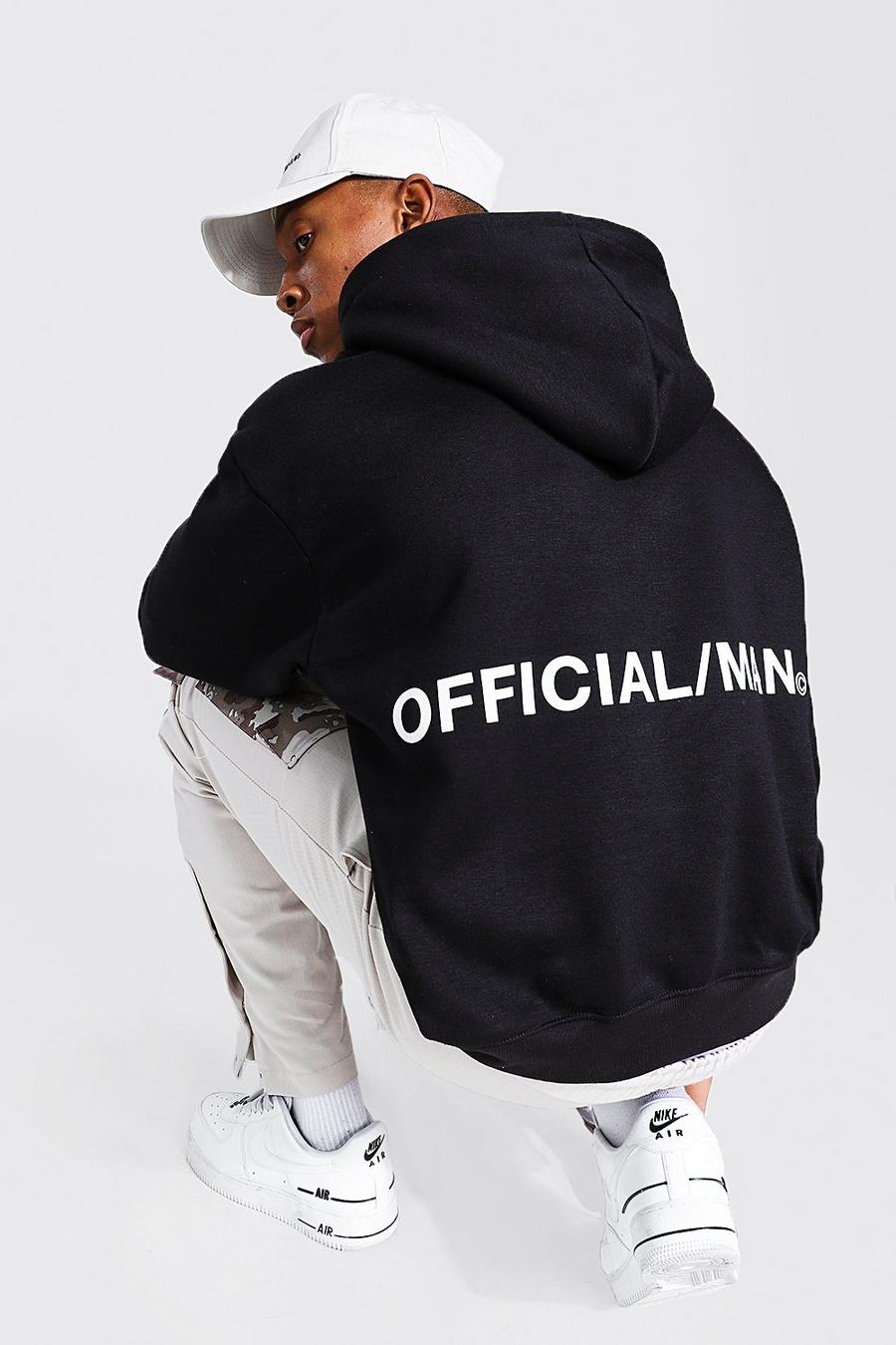 Black Official MAN Oversize hoodie i boxig modell image number 1