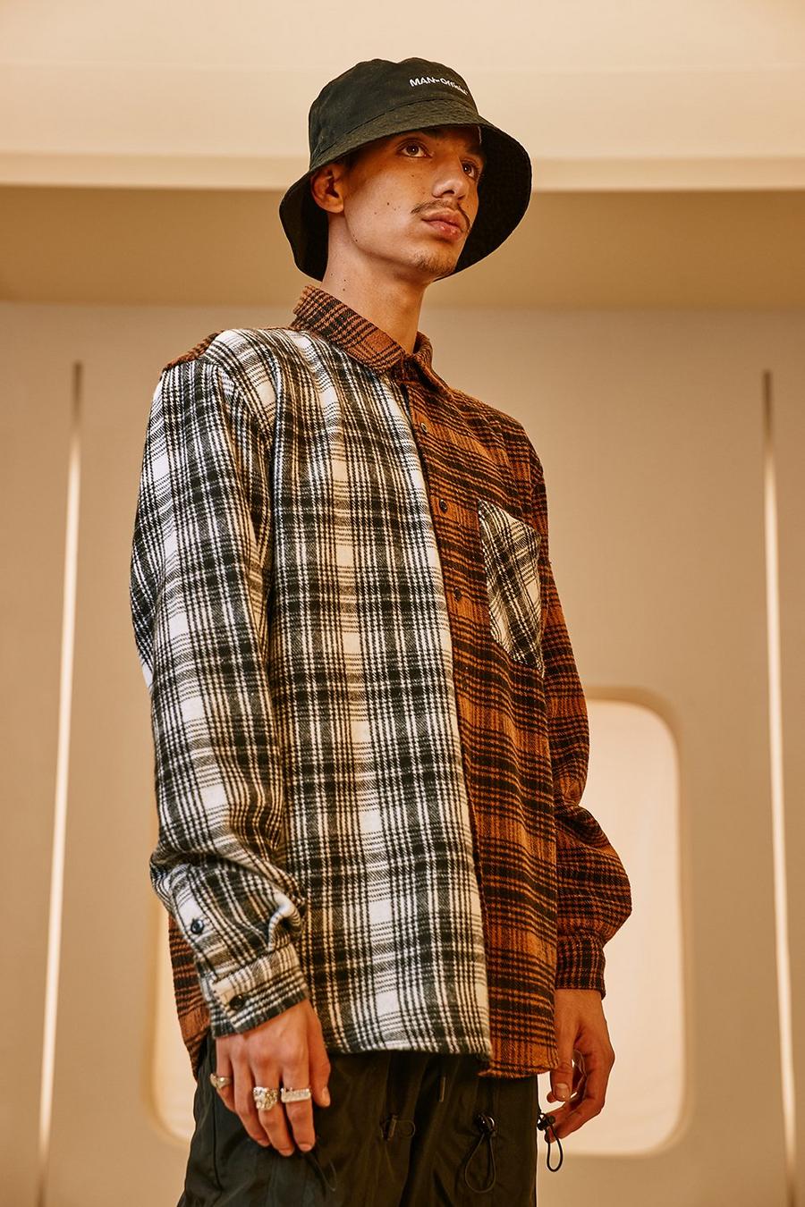 Brown Heavy Weight Contrast Check Overshirt image number 1