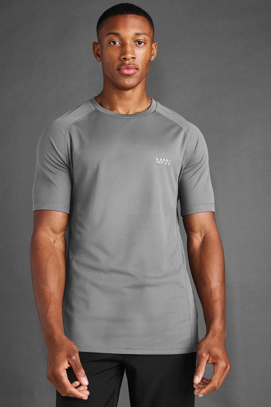 Charcoal MAN Active T-shirt med raglanärm image number 1