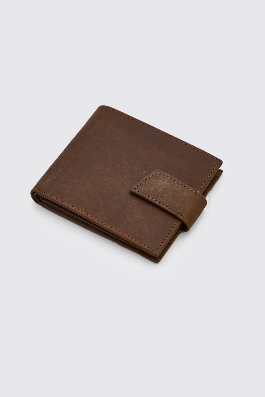 Brown Real Leather Tab Fasten Wallet image number 1