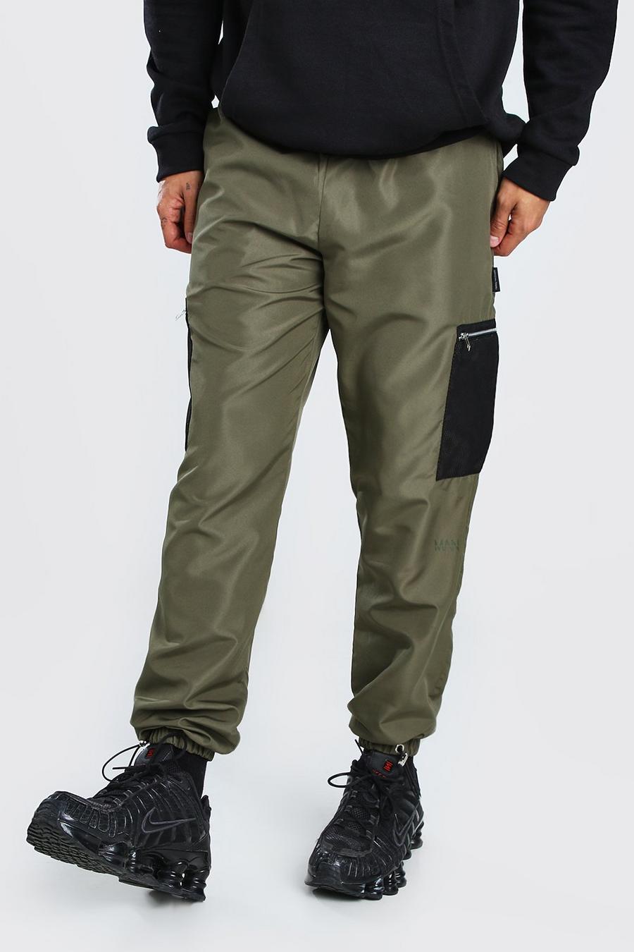 Pantalon cargo à poches en tulle - MAN, Khaki image number 1