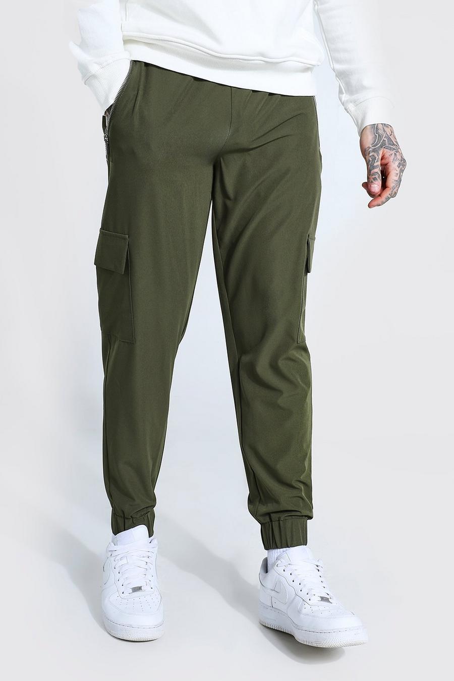 Pantaloni tuta cargo con rivestimento elasticizzato e tasche con cerniera image number 1
