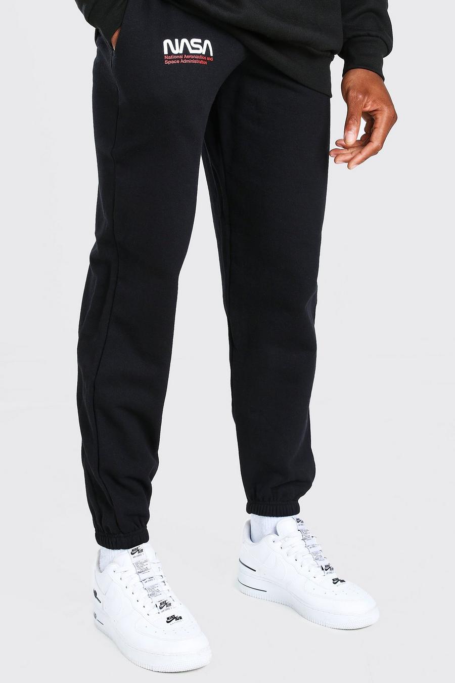 שחור negro מכנסי ריצה במיתוג נאס"א עם הדפס image number 1