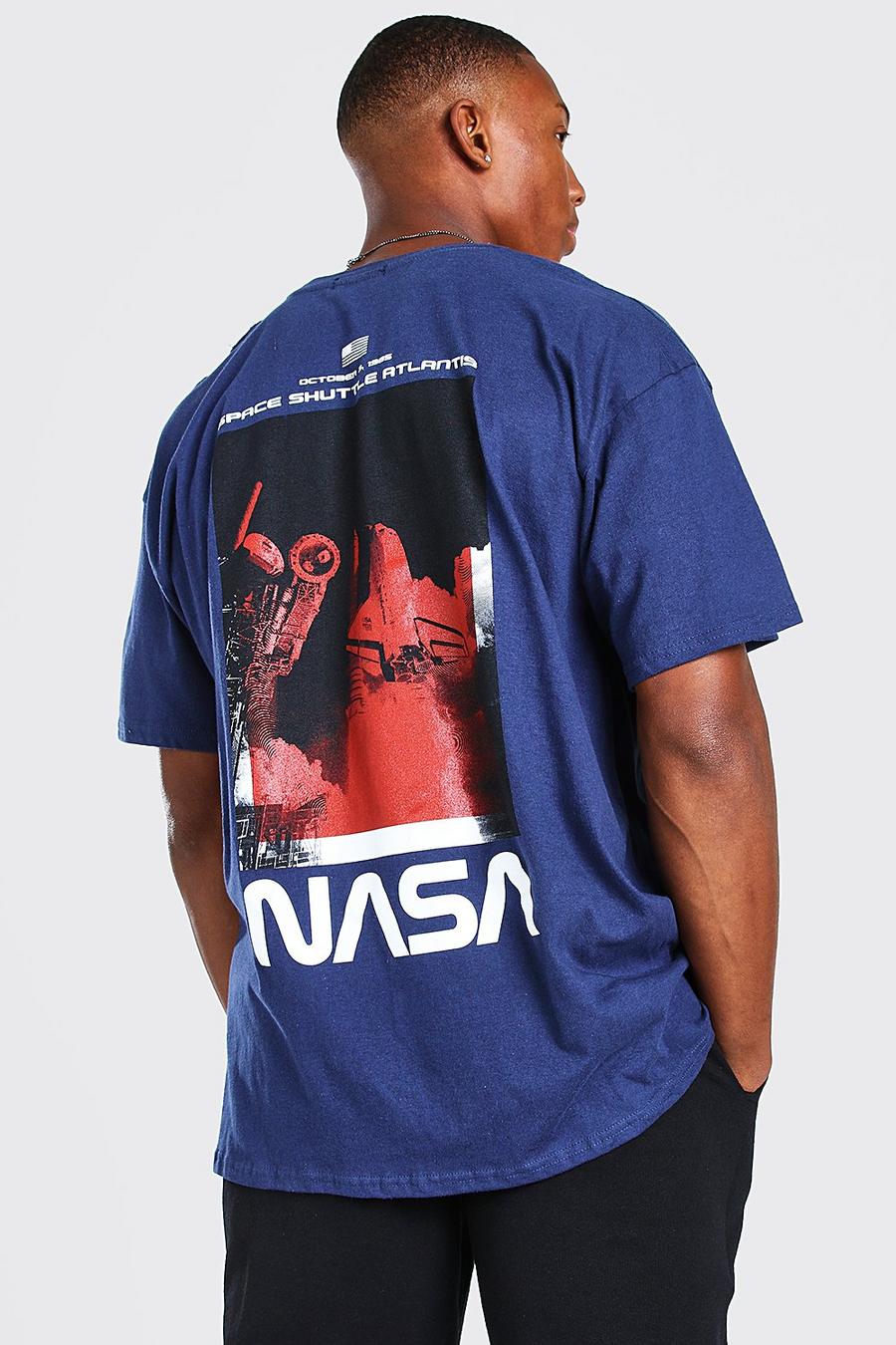 T-Shirt in Übergröße mit lizenziertem „NASA“-Print hinten, Marineblau image number 1
