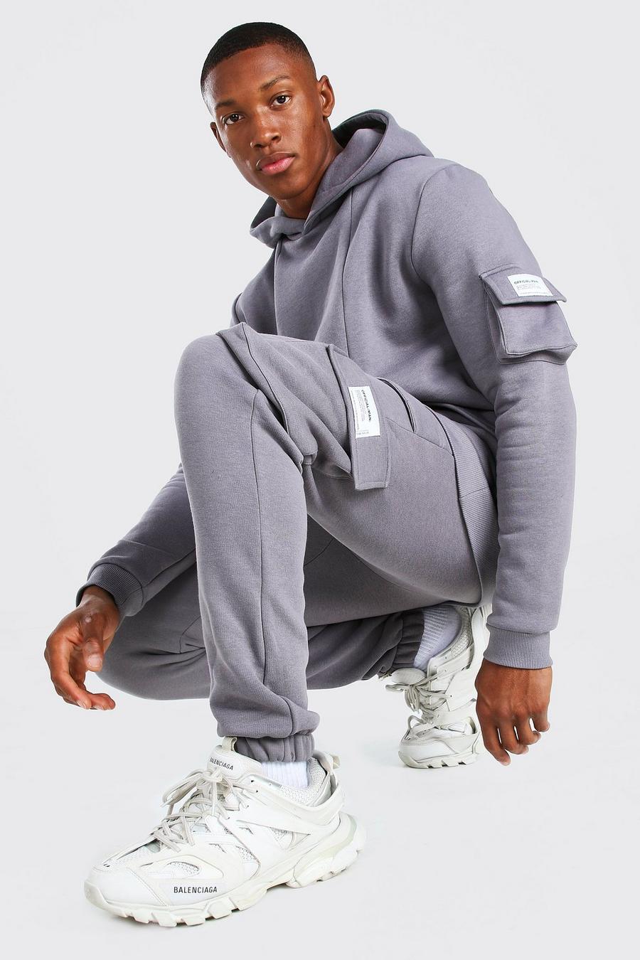 Slate Official MAN Cargo Hooded Panelled Tracksuit image number 1