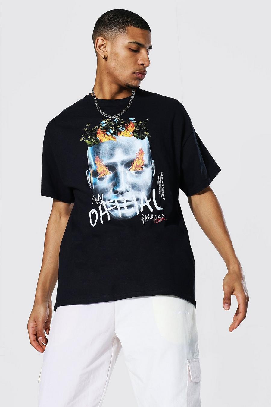 Black Official Oversize t-shirt med tryck image number 1