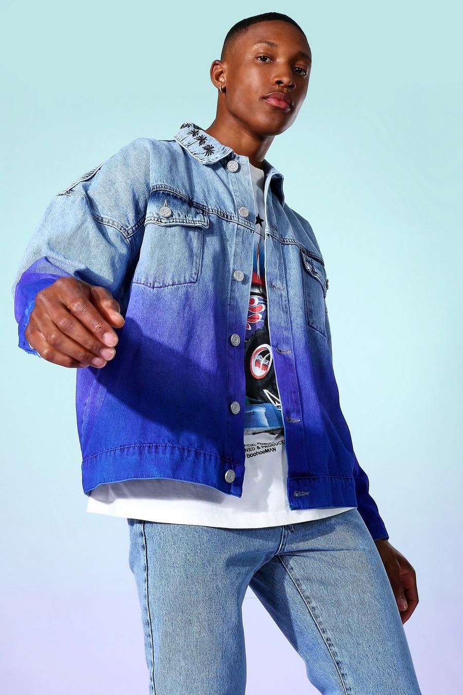 Übergroße Jacke mit pastellfarbenem Farbverlauf, Eisblau image number 1