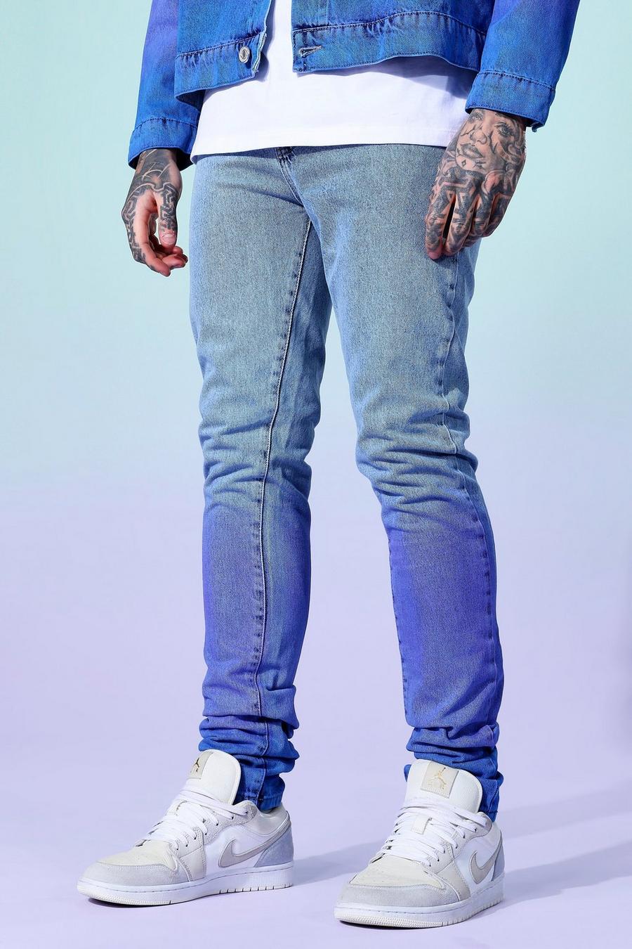 Ice blue Skinny jeans med ombréeffekt image number 1