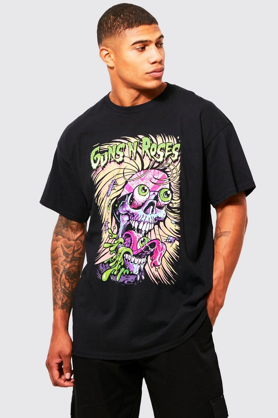 Zwart Gelicenseerd Guns 'N' Roses Oogbal T-Shirt image number 1
