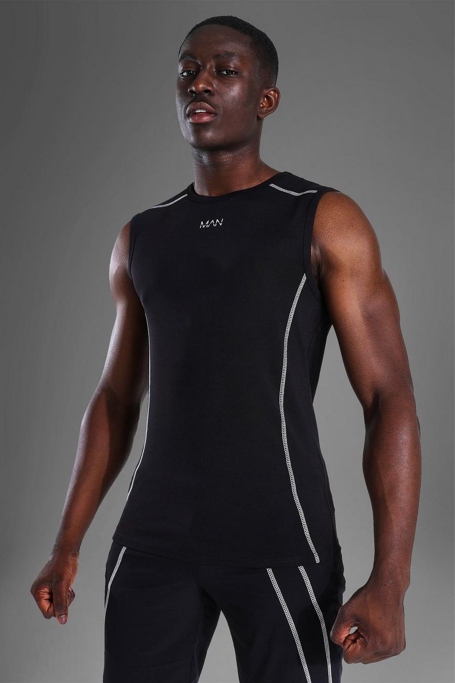 Black Man Active Mouwloze Muscle Fit Tank Top image number 1