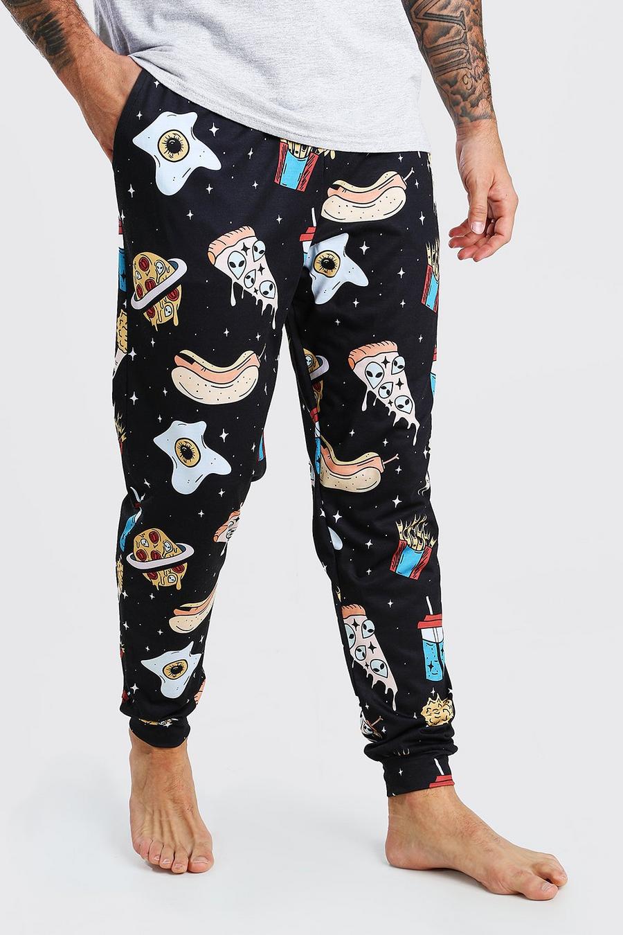 Nuevos pantalones de correr cómodos con estampado de pizza MAN, Multicolor image number 1