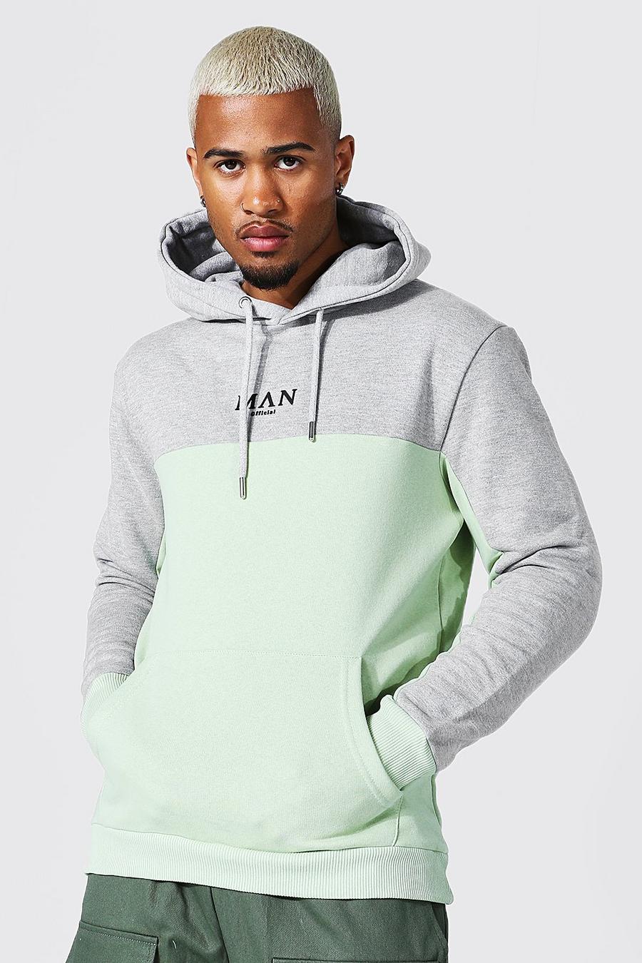 Sage Man Roman Colour Block Hoodie With Back Tape image number 1