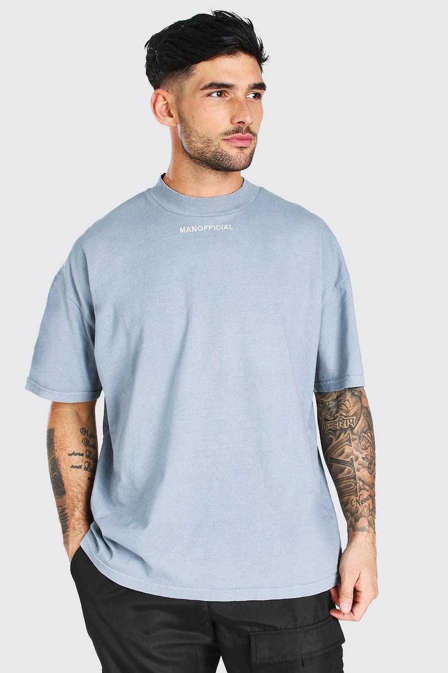 Überfärbtes Official MAN T-Shirt in Übergröße, Hellgrau image number 1