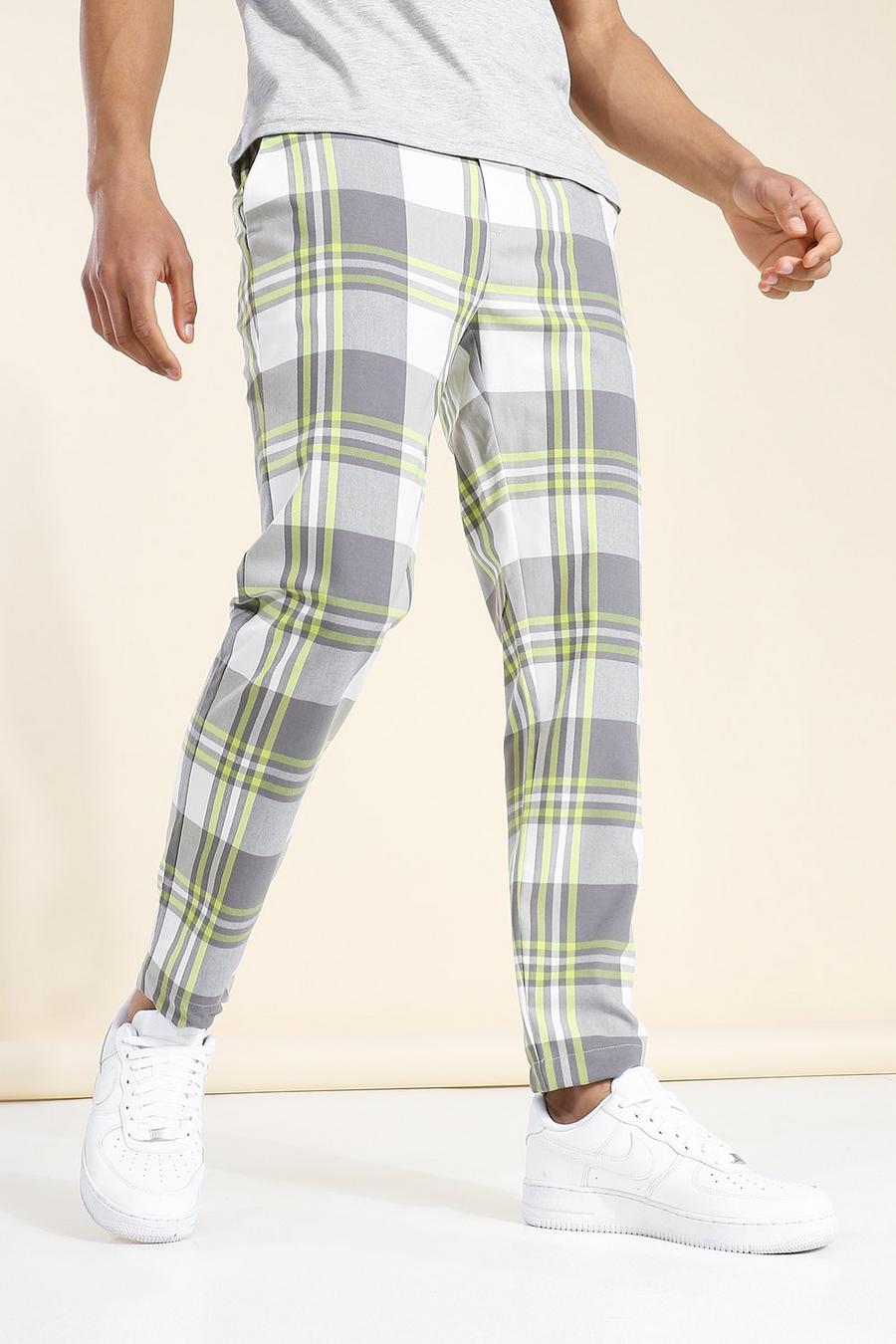 Yellow Skinny Check Smart Cropped Pants image number 1