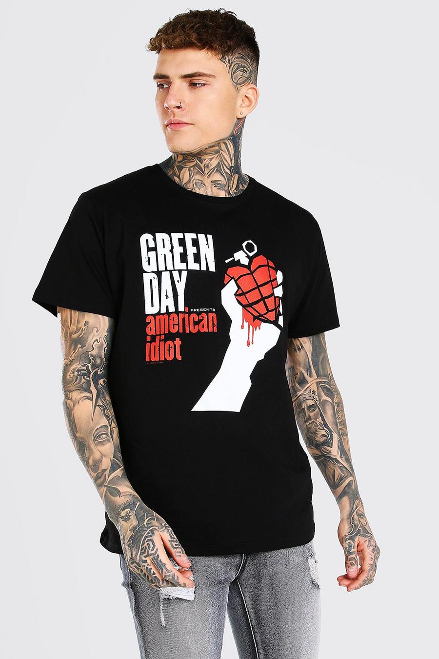 Black Green Day Print License T-Shirt image number 1