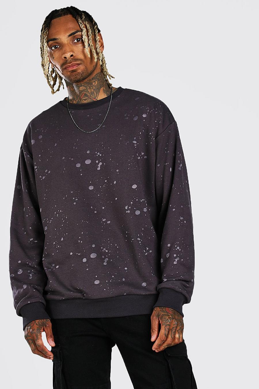 Charcoal grey Oversized Distressed Detail Sweatshirt image number 1