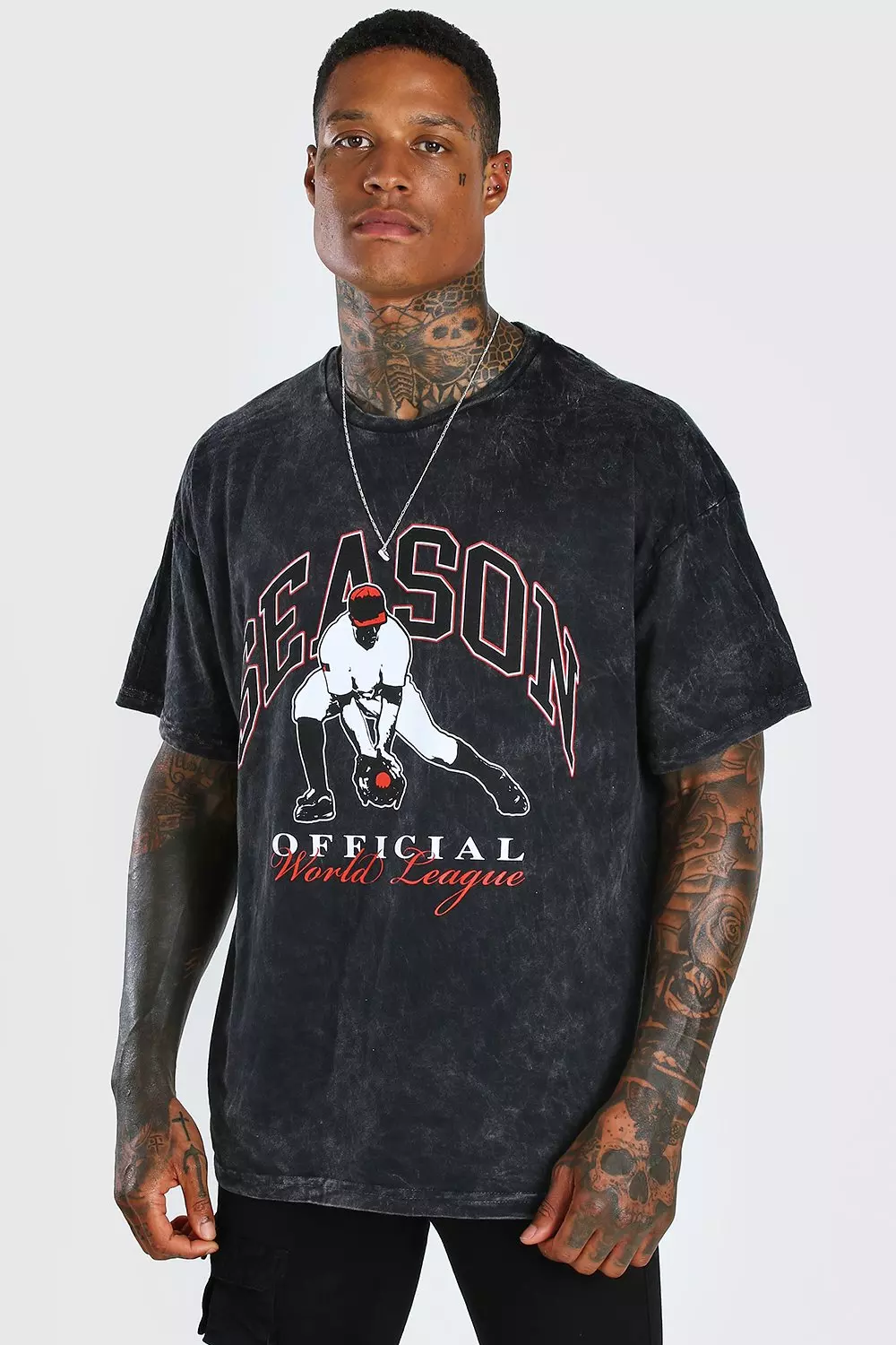 【BRICK】MARBLE WASH SLOGAN TEE Boohoo ME