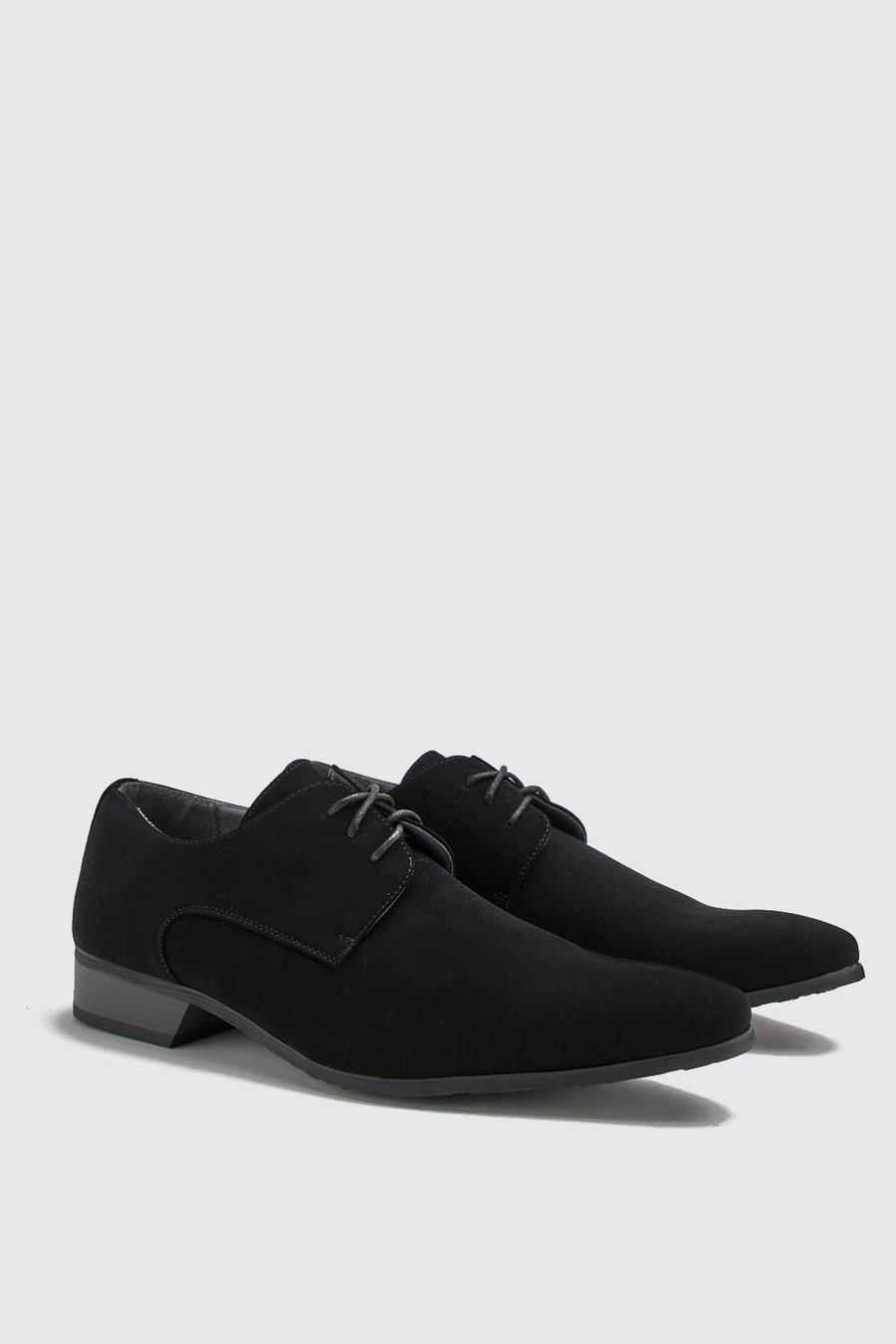 Black Faux Suede Smart Shoes image number 1