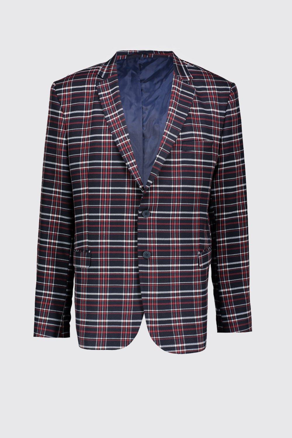 Big Tall Skinny Fit Plaid Check Blazer