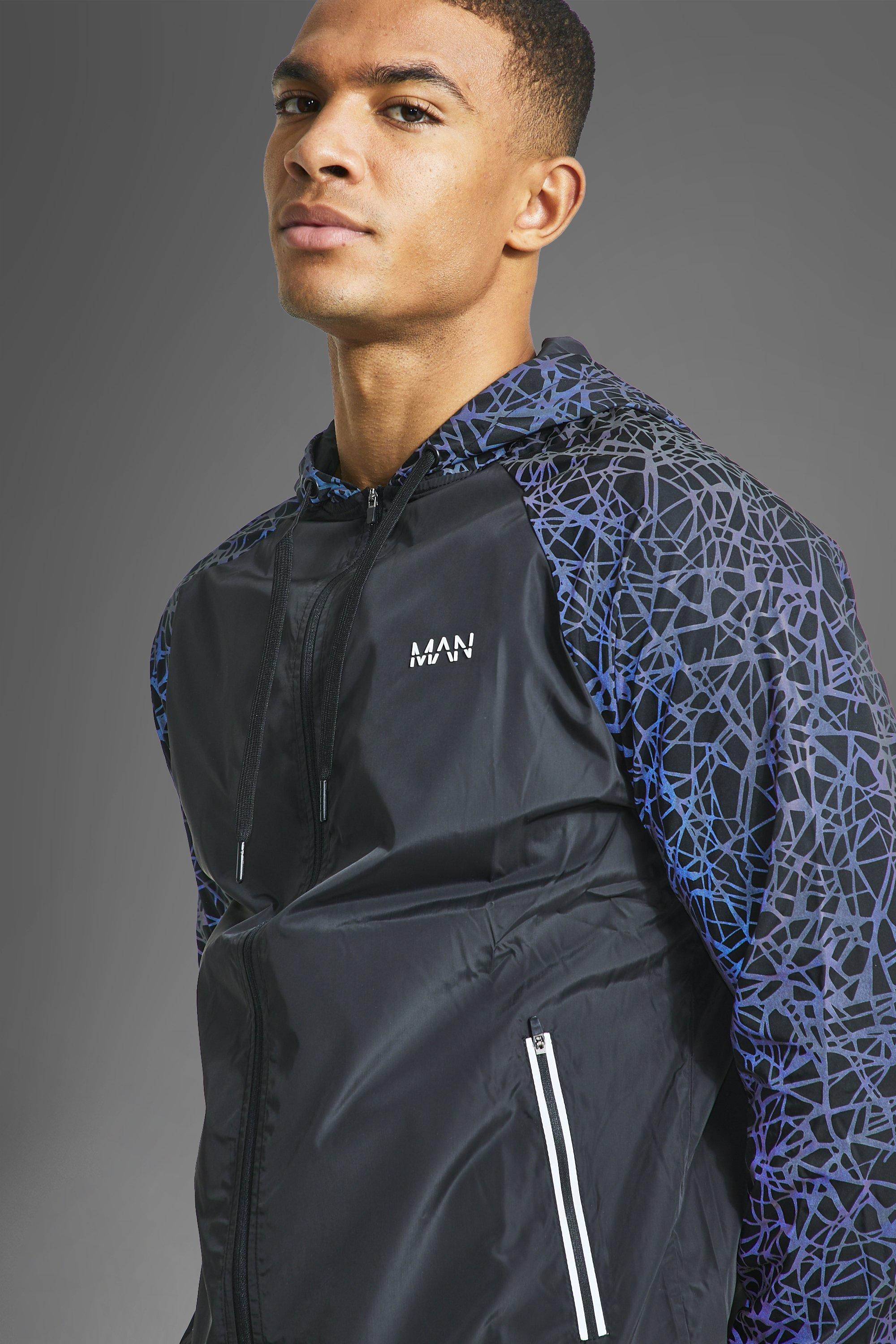 Man Active Gym Reflective Printed Jacket