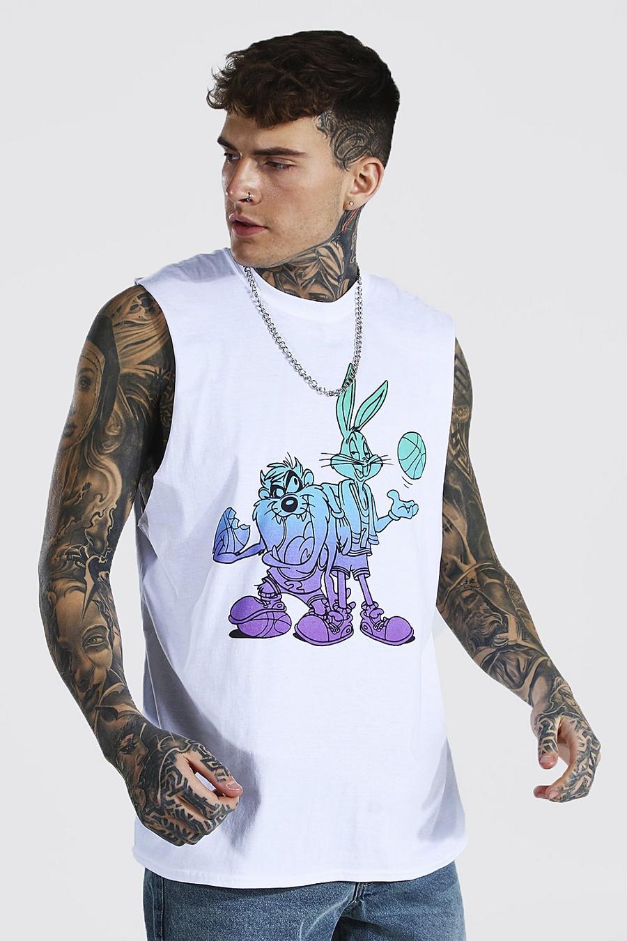White Oversized Looney Tunes License Tank image number 1