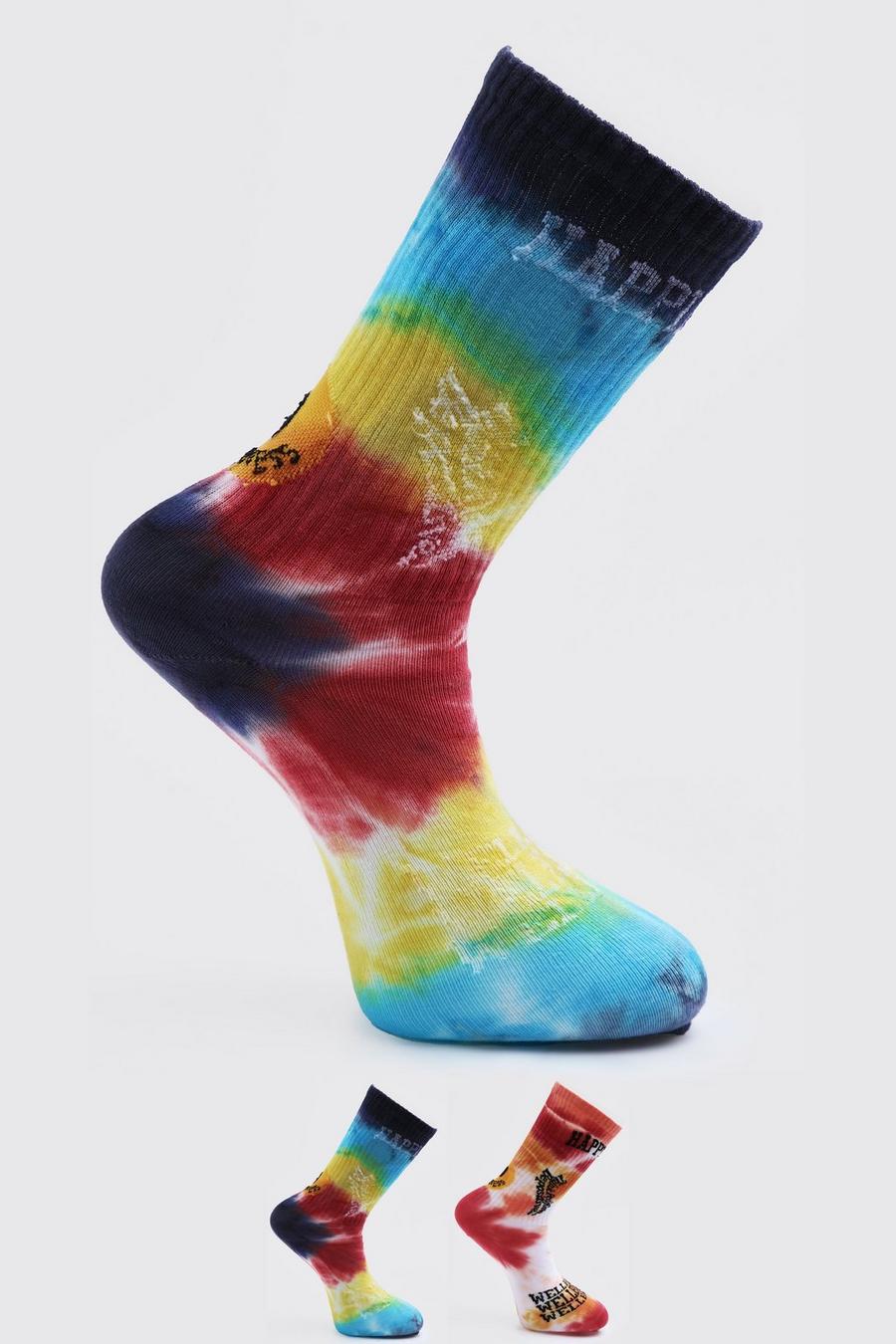 2 Pack Tie Dye Positive Socks, Multi image number 1