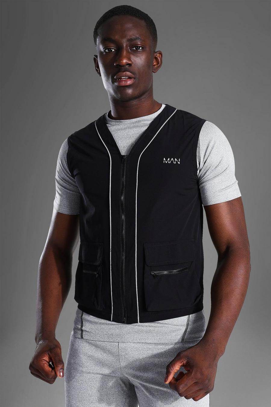 Black Man Active Gym Lightweight Cargo Vest image number 1