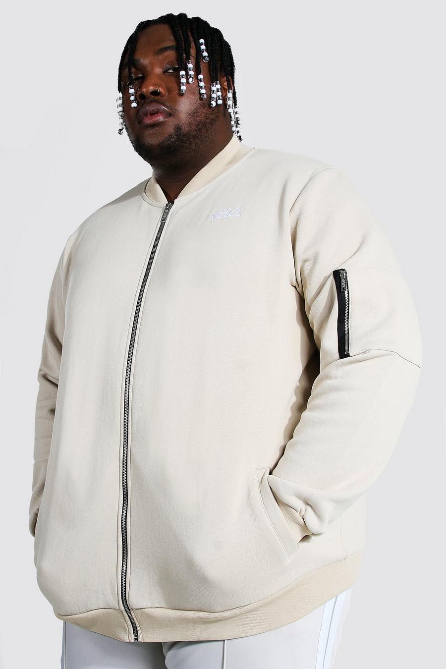 Stone Plus Size Embroidered Ma1 Jersey Bomber image number 1