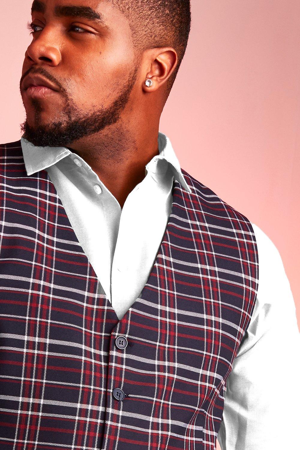 Plaid waistcoat mens best sale